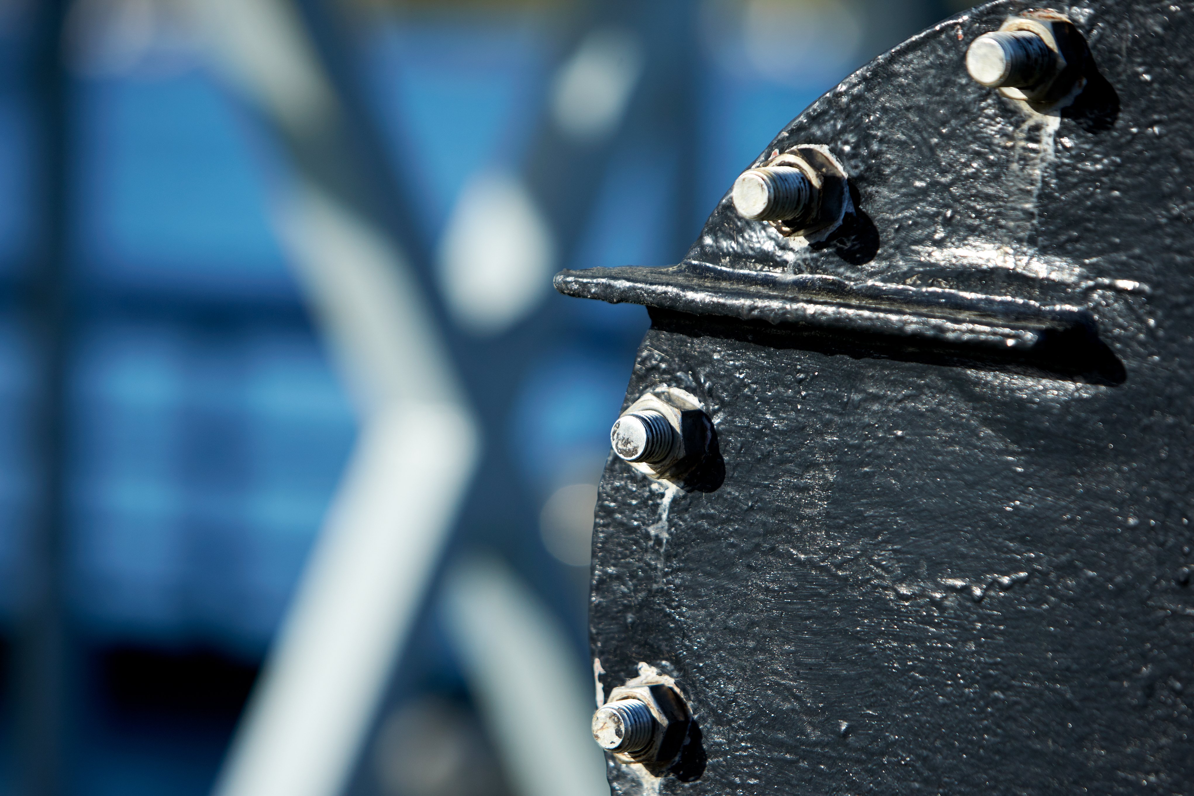 Close-up of bolts on a Stena Oil ship